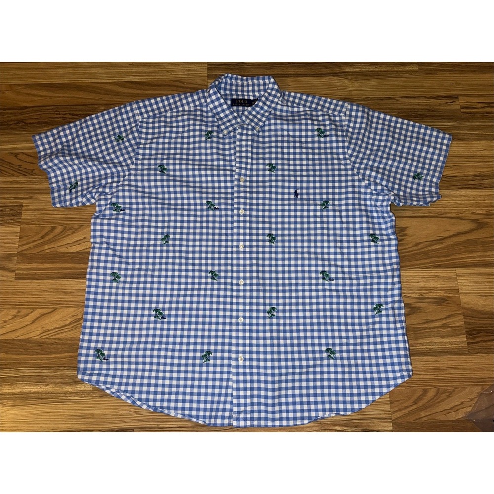 Ralph Lauren Shirt Men 2XB Palm Tree All Over Print Button Short Sleeve Shirt